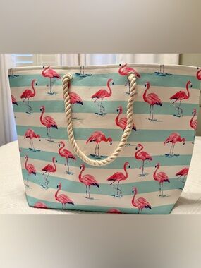 Tote bag - beach tote - flamingo - brand new w/ detached tags. 16”hx21”w
